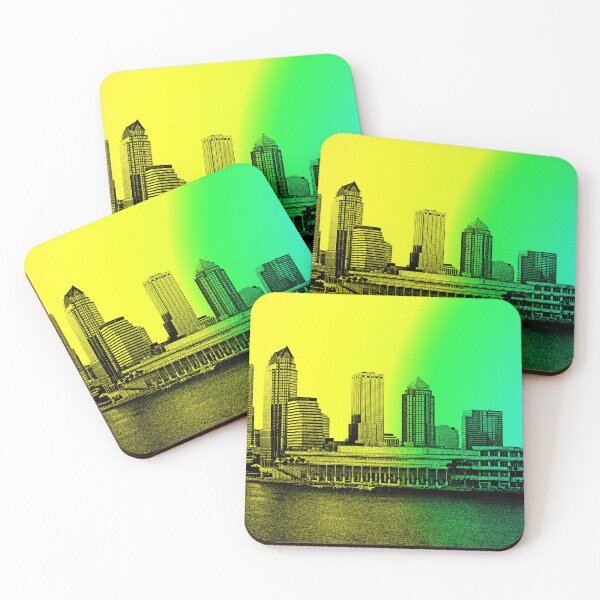 Item preview, Skyline of Downtown Tampa, Florida - graphic pen on colorful background designed and sold by NickoPrints.