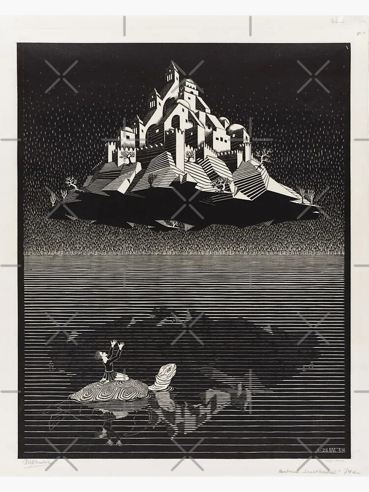 Disover Castle in the Air by Maurits Cornelis Escher Premium Matte Vertical Poster
