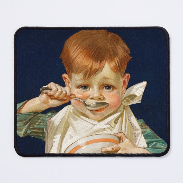 Item preview, Little boy eating breakfast by J. C. Leyendecker - Vintage Art designed and sold by RickE.