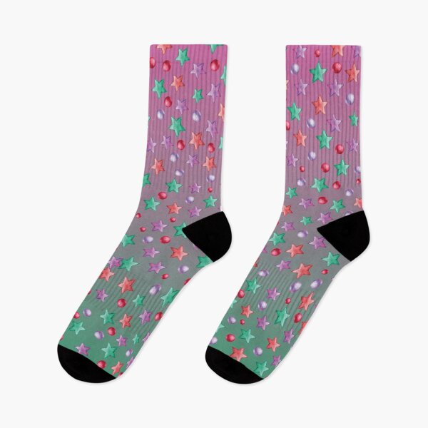 Item preview, Brightly coloured stars and baubles print designed and sold by Grey-Brunette.