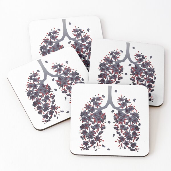 Item preview, Black Sakura Hanahaki cherry blossom floral lungs | on white designed and sold by arterialmotive.