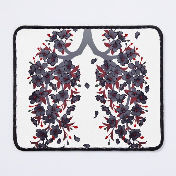 Item preview, Black Sakura Hanahaki cherry blossom floral lungs | on white designed and sold by arterialmotive.