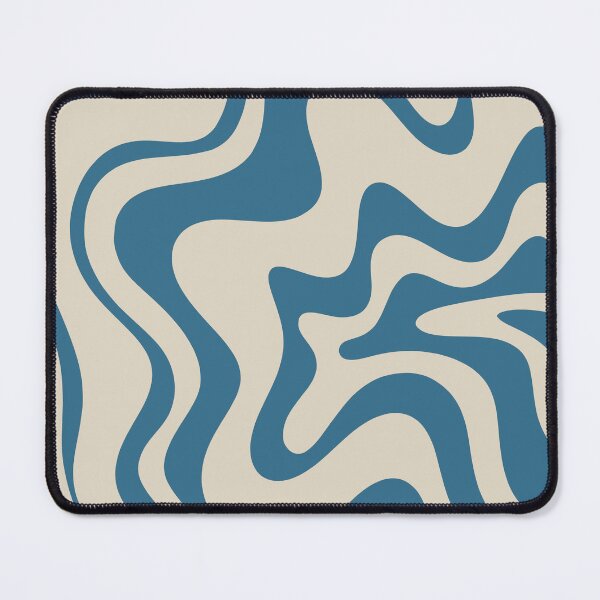 Item preview, Retro Liquid Swirl Abstract Pattern in Boho Blue and Beige designed and sold by kierkegaard.
