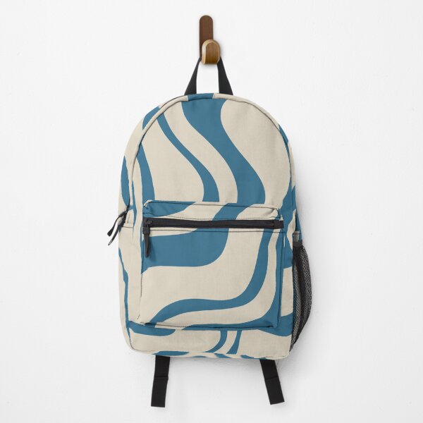 Item preview, Retro Liquid Swirl Abstract Pattern in Boho Blue and Beige designed and sold by kierkegaard.
