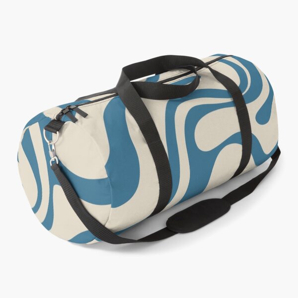 Item preview, Retro Liquid Swirl Abstract Pattern in Boho Blue and Beige designed and sold by kierkegaard.