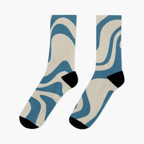 Item preview, Retro Liquid Swirl Abstract Pattern in Boho Blue and Beige designed and sold by kierkegaard.