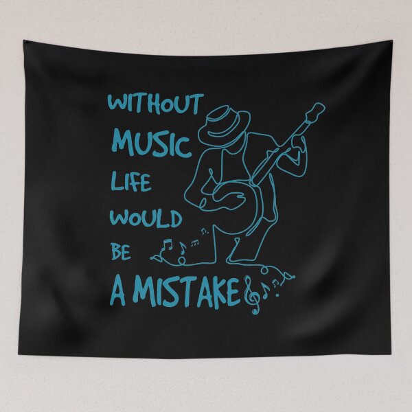 Item preview, A design with a drawing of a banjo player and the words Without Music Life Would Be A Mistake designed and sold by velisani.