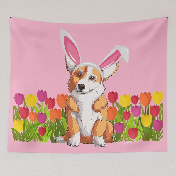 Item preview, Cute Corgi Easter Bunny Flowers designed and sold by Epic Love Designs.