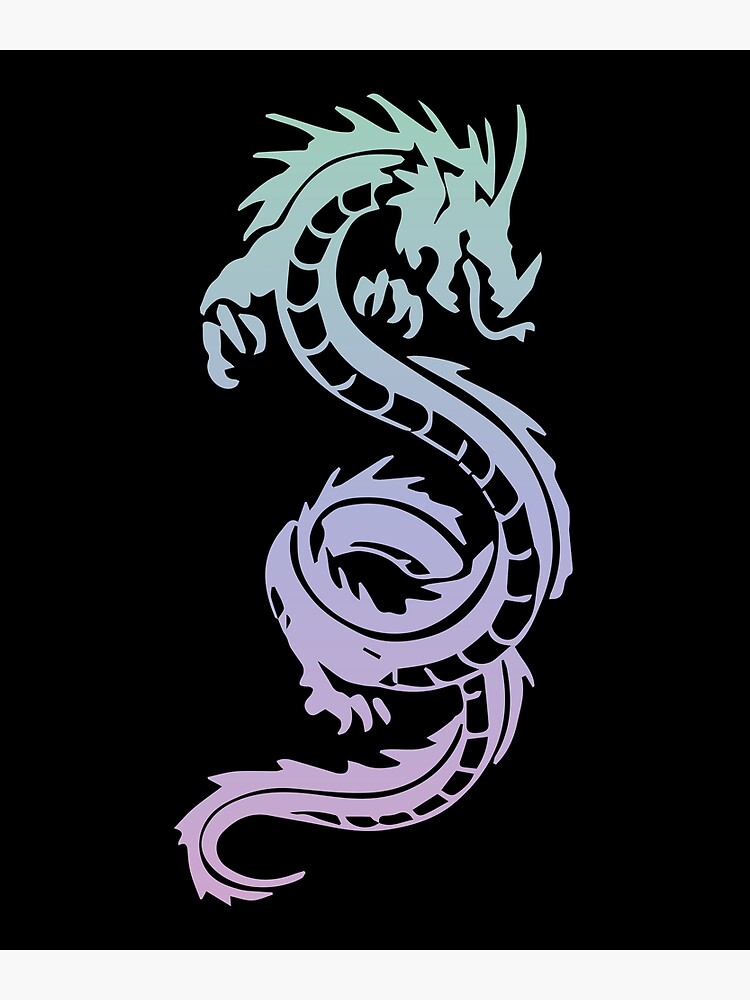 "Cooler Chinesen Drache im grünen und lila Farbverlauf" Poster von CuteAnimals Redbubble