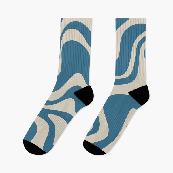Item preview, Retro Liquid Swirl Abstract Pattern in Beige and Boho Blue designed and sold by kierkegaard.