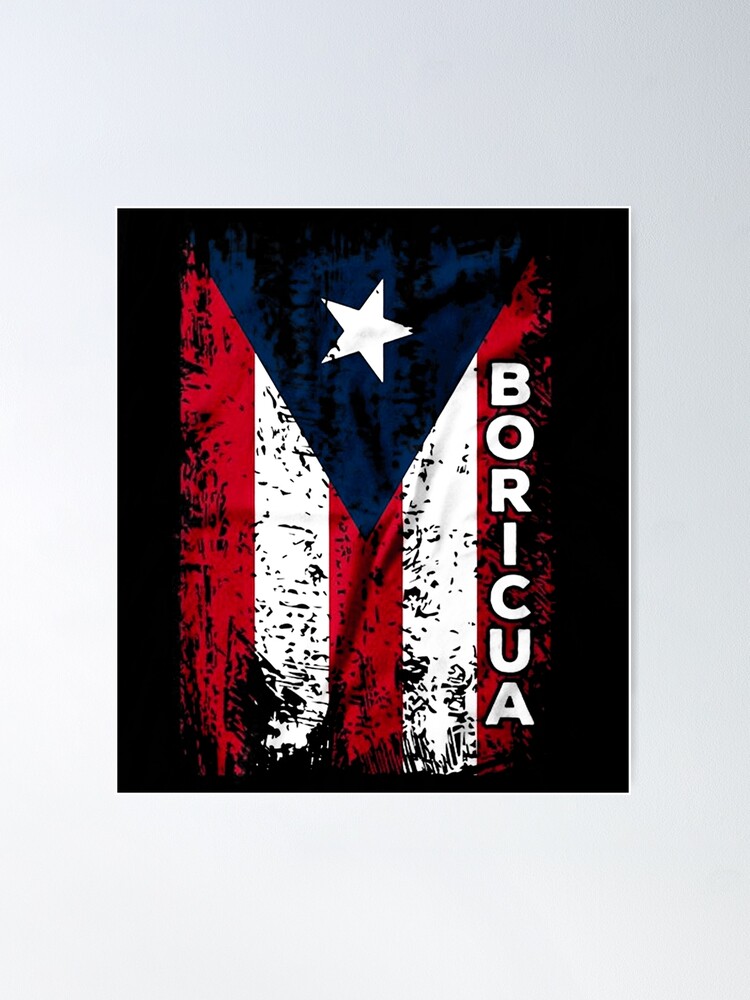 Puerto Rico and America Flag Combo Distressed Design Poster for