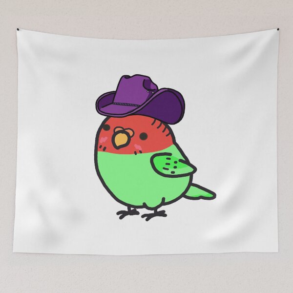 Item preview, Red green Bird with purple hat designed and sold by spiewolf.