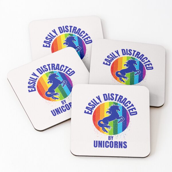 Item preview, Easily distracted by Unicorns-colourful cute funny retro gift present t-shirt. designed and sold by DesignedBySnip.
