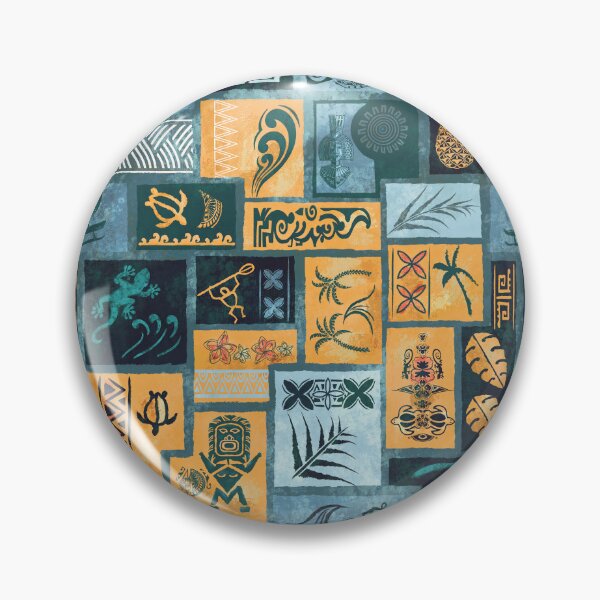 Item preview, Vintage Samoan - Hawaiian Blue And Gold Painted Tapa Tribal Patchwork 2058 designed and sold by sunnthreads.