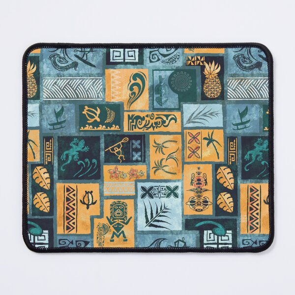 Item preview, Vintage Samoan - Hawaiian Blue And Gold Painted Tapa Tribal Patchwork 2058 designed and sold by sunnthreads.