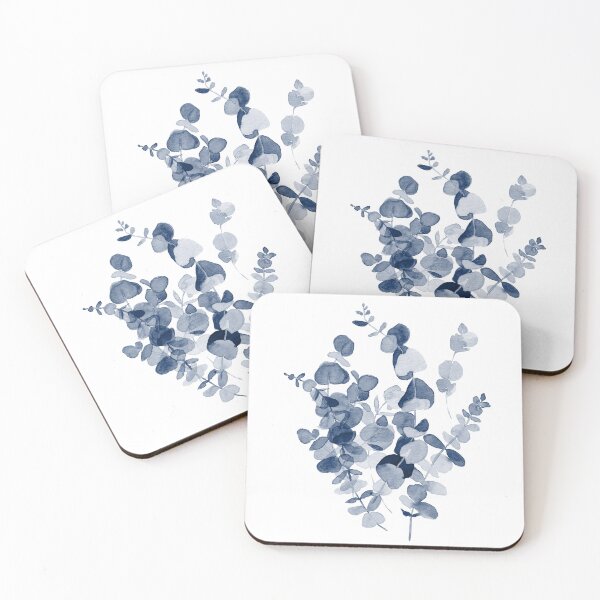Item preview, Navy Blue Watercolor Eucalyptus Leaves 1 designed and sold by ArticraftShop.