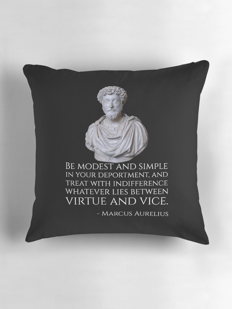 Be modest and simple in your deportment and treat with indifference whatever lies between virtue and vice. Marcus Aurelius Pillow