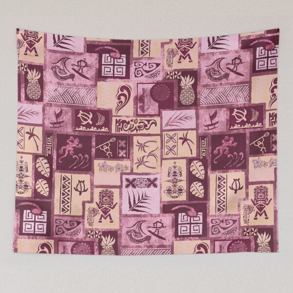 Item preview, Vintage Samoan - Hawaiian Red Painted Tapa Tribal Patchwork 2059 designed and sold by sunnthreads.