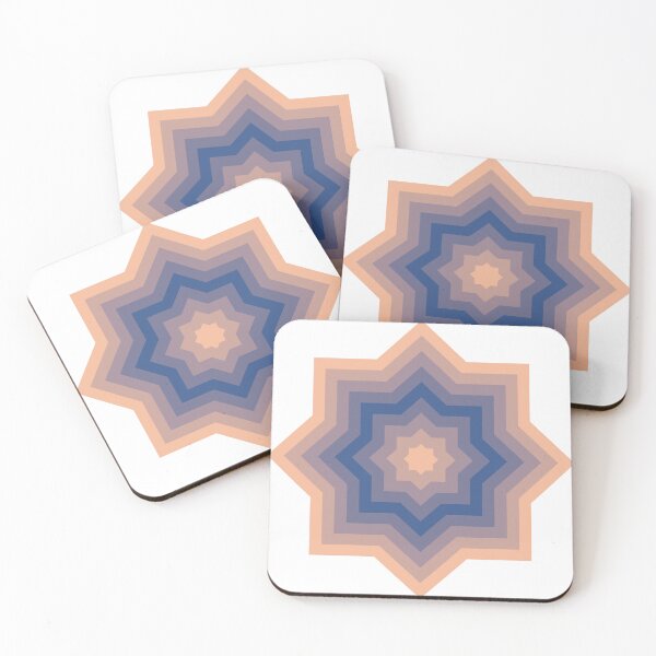 Item preview, Peach Quartz Classic Blue Abstract Star Pattern designed and sold by PatternSalad.