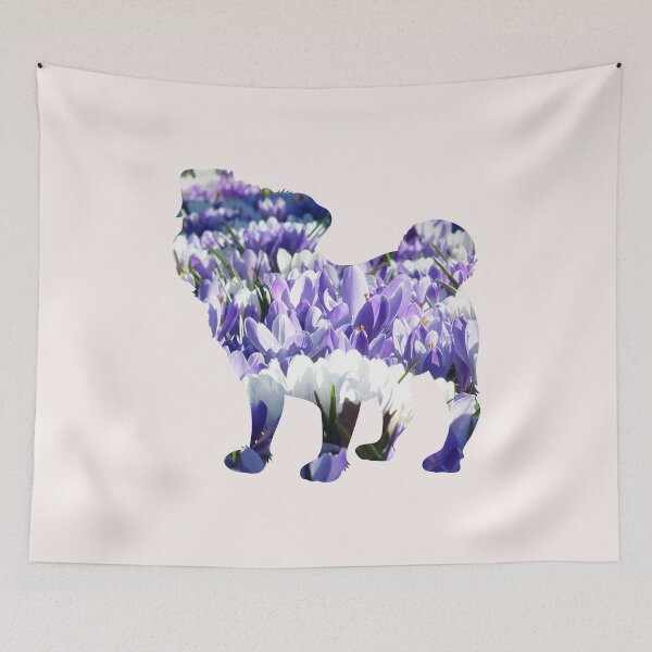 Item preview, Crocus Flower Pug Silhouette designed and sold by Pugstuff.