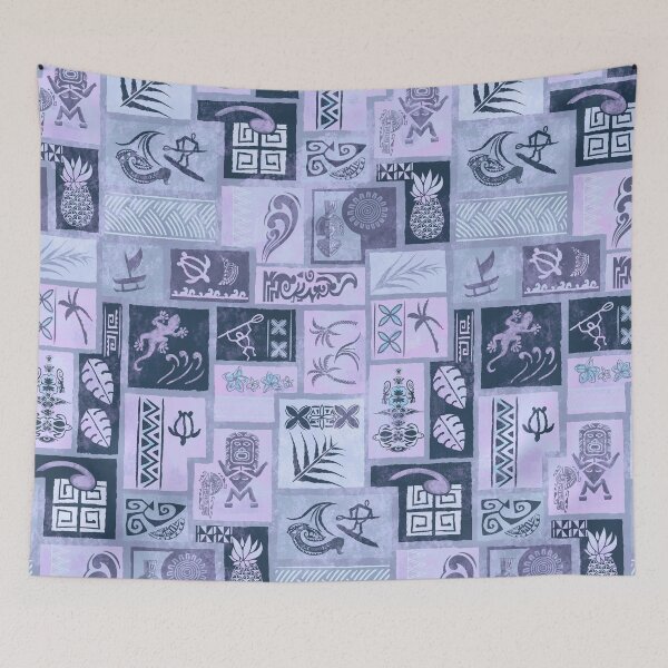 Item preview,  Samoan - Hawaiian Vintage Blue Painted Tapa Tribal Patchwork 2061 designed and sold by sunnthreads.