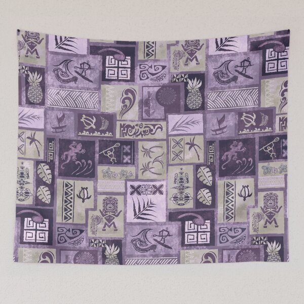 Item preview, Samoan - Hawaiian Vintage Faded Purple Painted Tapa Tribal Patchwork 2058 designed and sold by sunnthreads.