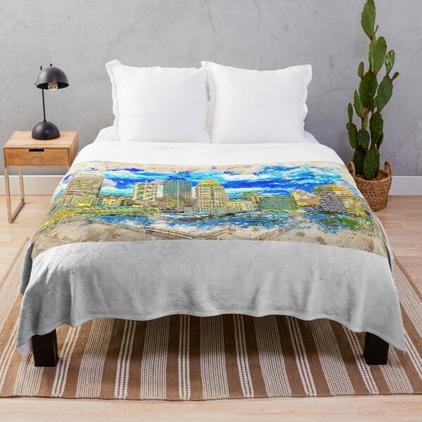 Item preview, Panorama of Downtown Tampa, Florida - colored drawing designed and sold by NickoPrints.