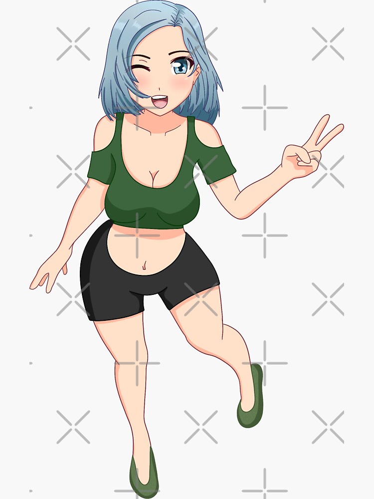 Cute Blue Haired Anime Girl in Qipao Original Artwork Sticker for Sale by  LadyFeatherbutt