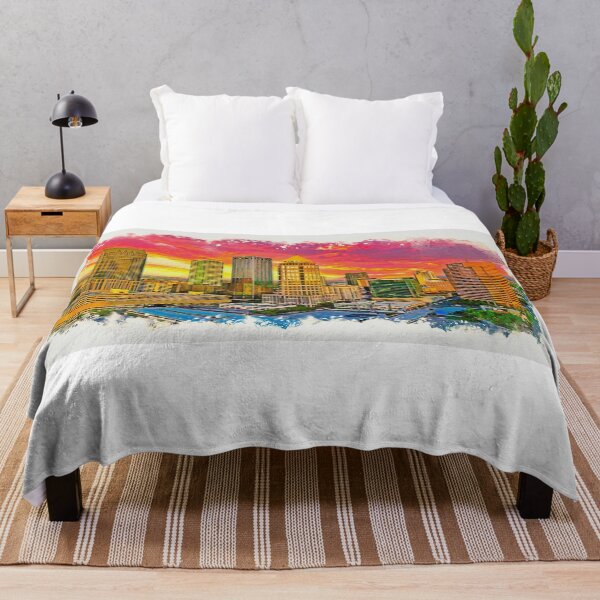 Item preview, Panorama of Downtown Tampa, Florida, at sunset - watercolor painting designed and sold by NickoPrints.