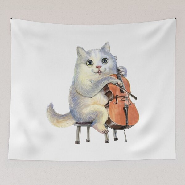 Item preview, A cute cat playing the cello. designed and sold by artredstar.