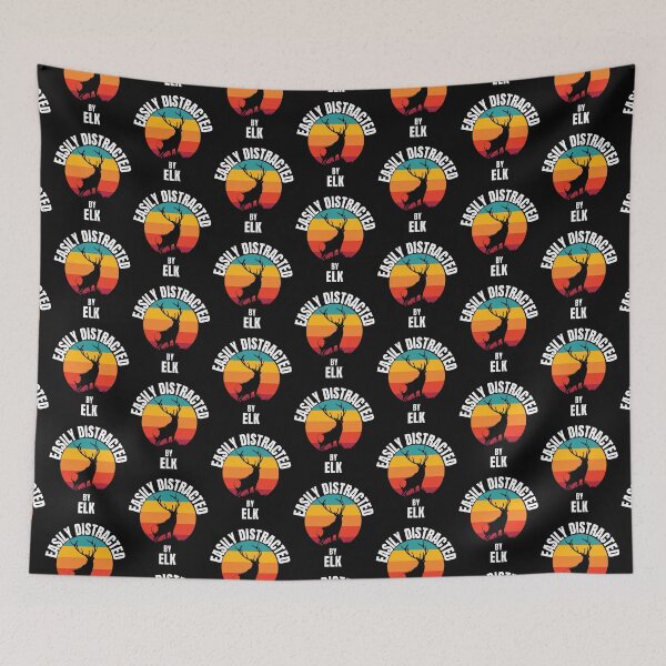 Item preview,  Easily distracted by Elk -colourful cute funny retro gift present t-shirt. designed and sold by DesignedBySnip.