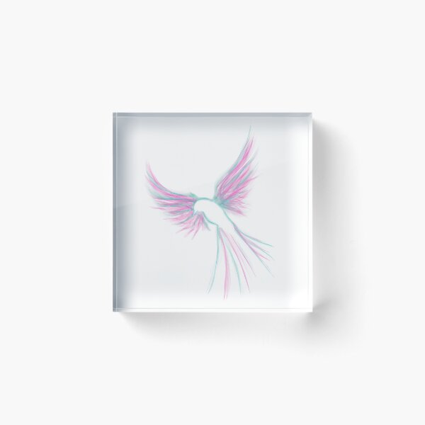 Pink and green Spring HummingBird Acrylic Block