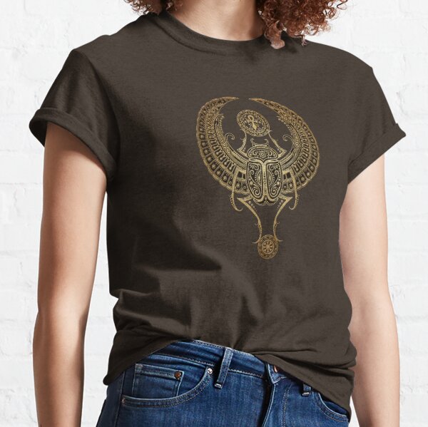 Stone Winged Egyptian Scarab Beetle with Ankh  Classic T-Shirt