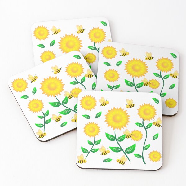Item preview, Honey bee cartoon on sunflower pattern designed and sold by ZieProject.