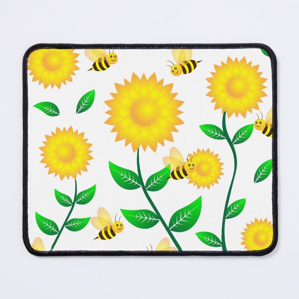 Item preview, Honey bee cartoon on sunflower pattern designed and sold by ZieProject.