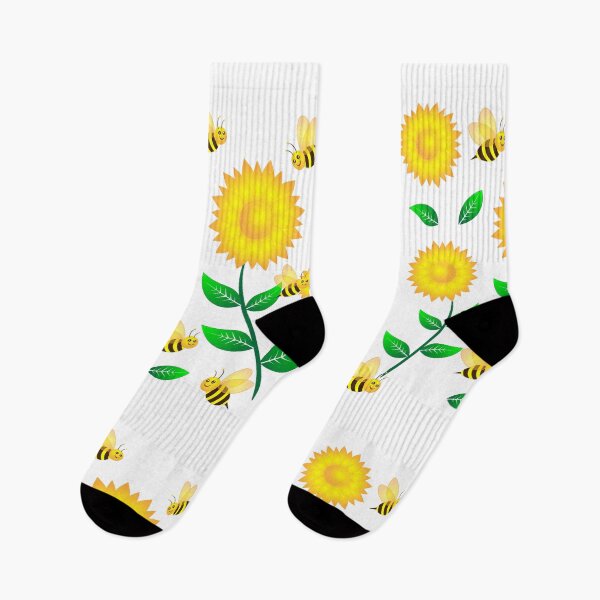 Item preview, Honey bee cartoon on sunflower pattern designed and sold by ZieProject.