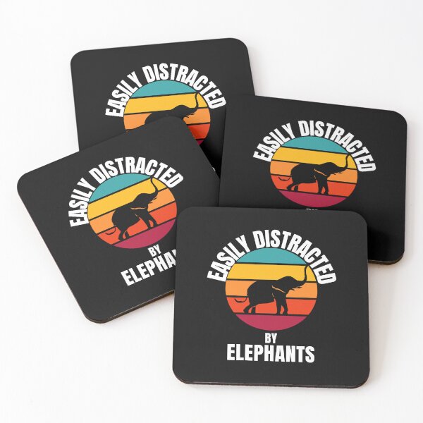 Item preview,  Easily distracted by Elephants -colourful cute funny retro gift present t-shirt. designed and sold by DesignedBySnip.