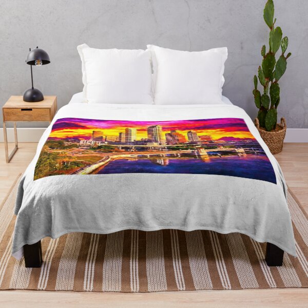 Item preview, Platt Street Bridge and Brorein Street Bridge in downtown Tampa at sunrise - oil painting designed and sold by NickoPrints.