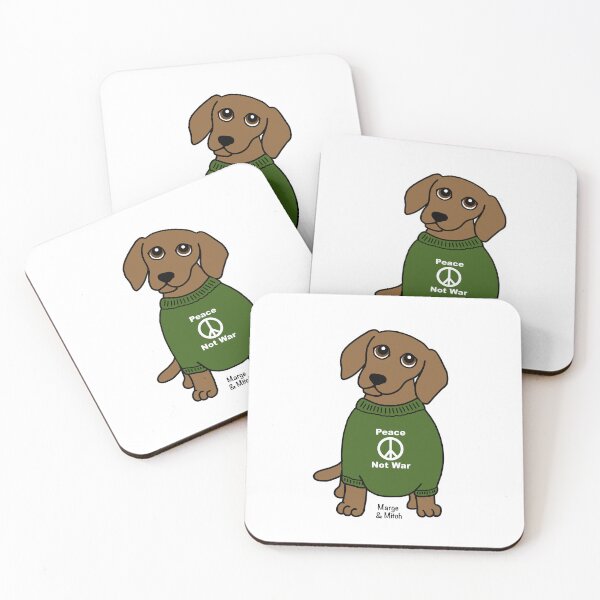 Item preview, Cute Dachshund Sausage Dog with Peace Not War Jumper designed and sold by Scat the cat.