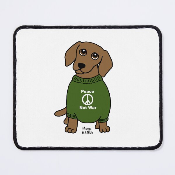 Item preview, Cute Dachshund Sausage Dog with Peace Not War Jumper designed and sold by Scat the cat.