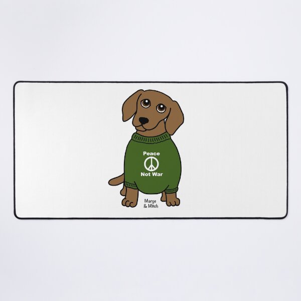 Item preview, Cute Dachshund Sausage Dog with Peace Not War Jumper designed and sold by Scat the cat.