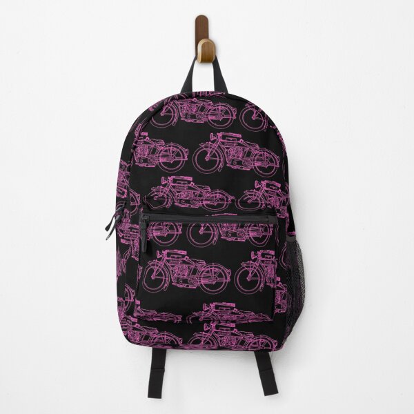 Artikelvorschau, Vintages Motorradmuster // Pink auf Schwarz entworfen und verkauft von CamSkot.