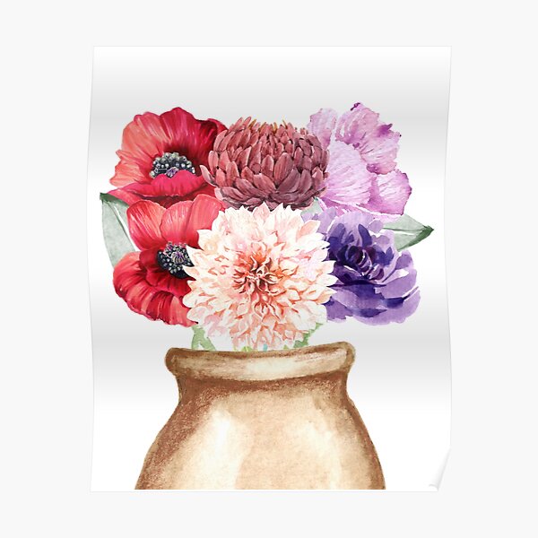 "Watercolor Flower Vase" Poster for Sale by legendmaker55 Redbubble