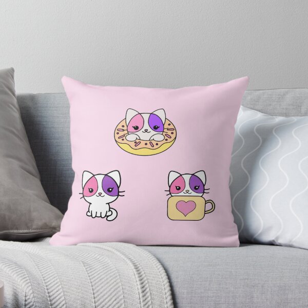 Aphmau Donut Cat Pin Throw Pillow