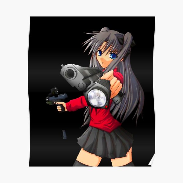 Anime Girl With Gun Posters For Sale Redbubble