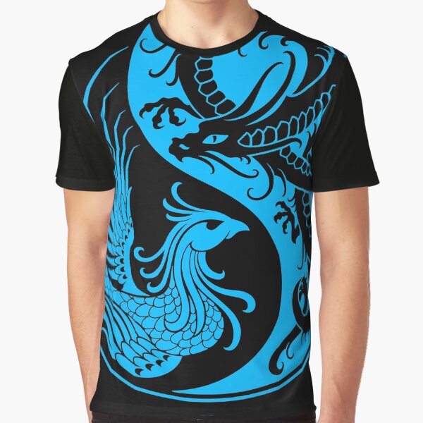 Aperçu de l'œuvre Dragon bleu et noir Phoenix Yin Yang créée et vendue par JeffBartels.