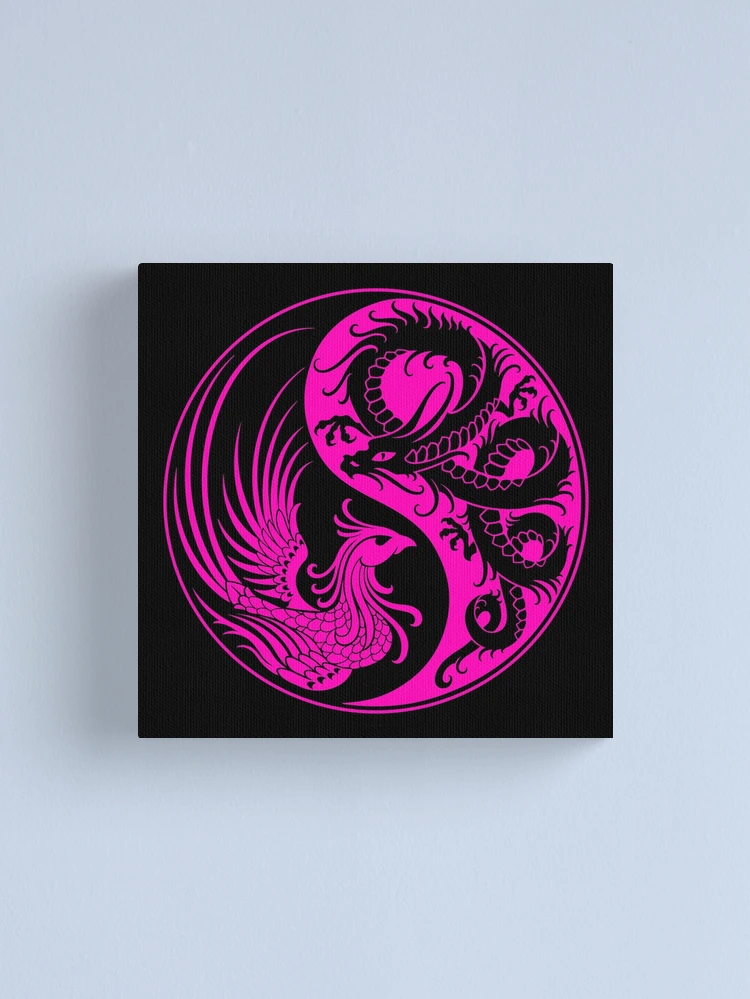 Pink and Black Dragon Phoenix Yin Yang