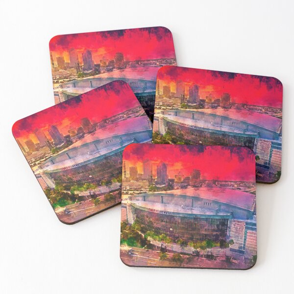 Item preview, Amalie Arena and downtown Tampa skyscrapers seen in the distance at sunset - digital painting designed and sold by NickoPrints.