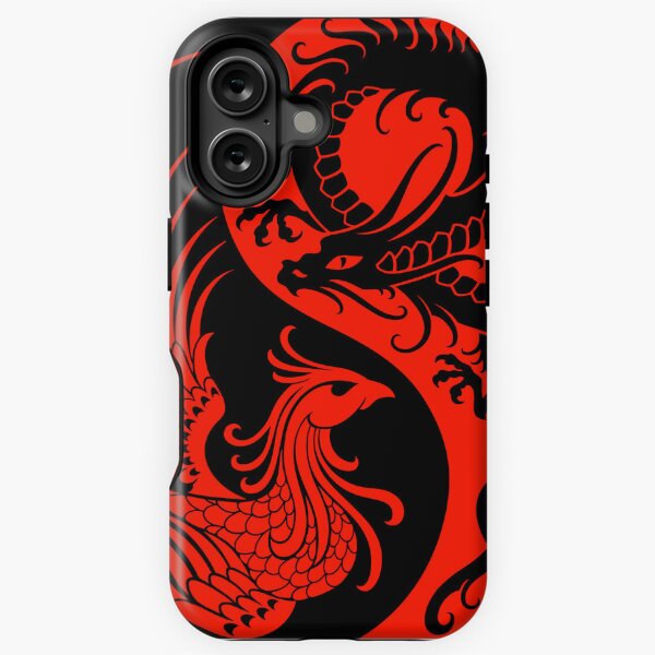 Aperçu de l'œuvre Dragon rouge et noir Phénix Yin Yang créée et vendue par jeff bartels.