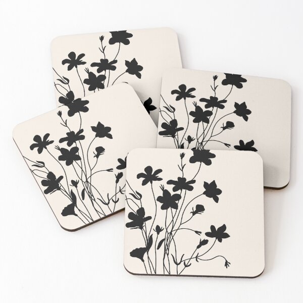 Item preview, Wild Flowers in Black and Beige designed and sold by ArticraftShop.